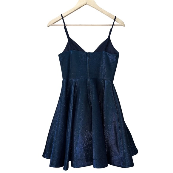 Camille La Vie Navy Blue Shimmer Sparkle Flare Party Dress Prom Cocktail 5/6 5 6 - Picture 5 of 8